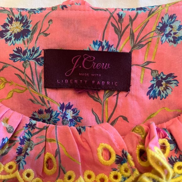 J.Crew Liberty Print Pink Floral Ruffled Blouse Large - Picture 3 of 4